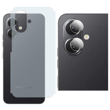 Tecno Spark Go 2 Back Protector Carbon Fiber Matte Soft Skin Sheet + Rear Camera 9H Gorilla Flexible Protectior - Image 2