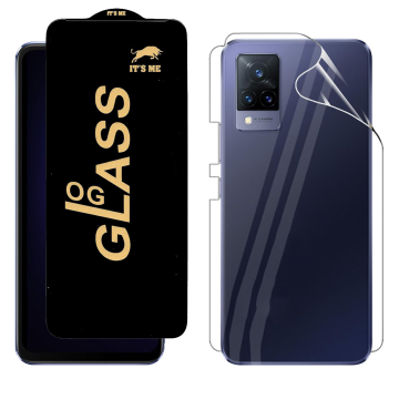 Vivo V21 Protection Pack: OG Glass + Clear Back Jelly Film - Image 2