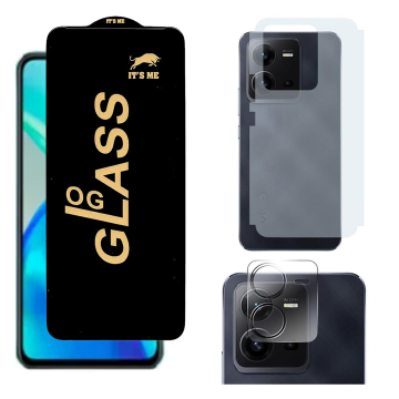 Vivo V25 3-in-1 Kit: OG Glass + Carbon Back Camera Protector - Image 2