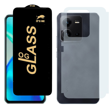 Vivo V25 Combo: OG Glass Screen Protector + Carbon Back Skin - Image 2