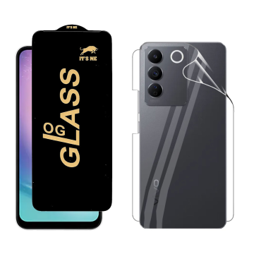 Vivo V27e Protection Pack: OG Glass + Clear Back Jelly Film - Image 2