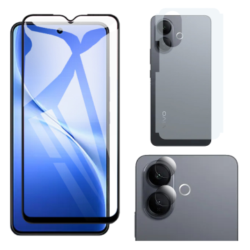Vivo V60 Lite 3-in-1 Matte Kit: 9D Glass + Carbon Back Camera Guard - Image 2