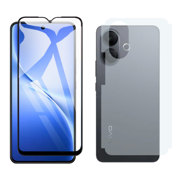 Vivo V60 Lite Combo: 9D Glass Screen Protector + Carbon Back Skin - Image 2