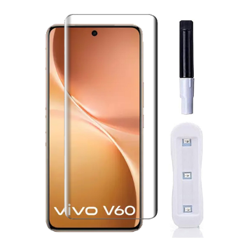 Vivo V60 UV Tempered Glass Full Glue Screen Protector - Image 2