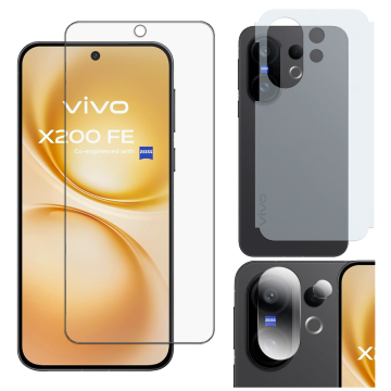Vivo X200 FE Unbreakable Gorilla Flexible Nano Glass Screen Protector + Back Carbon Fiber Matte Soft Skin Sheet Rear Camera 9H Protectior - Image 2