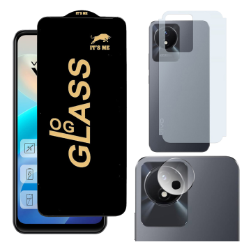 Vivo Y02 3-in-1 Kit: OG Glass + Carbon Back Camera Protector - Image 2