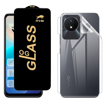 Vivo Y02 Protection Pack: OG Glass + Clear Back Jelly Film - Image 2