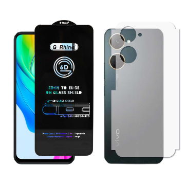 Vivo Y03T Combo: OG Glass Screen Protector + Carbon Back Skin - Image 2
