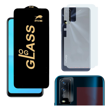 Vivo Y12A 3-in-1 Kit: OG Glass + Carbon Back Camera Protector - Image 2
