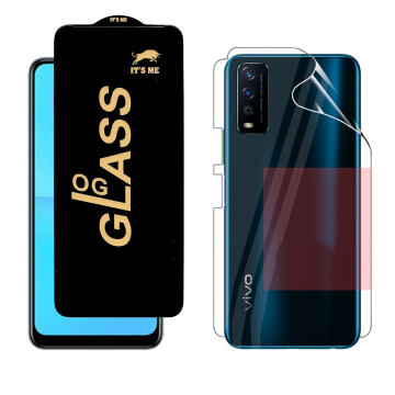 Vivo Y12A Protection Pack: OG Glass + Clear Back Jelly Film - Image 2