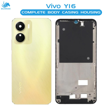 Vivo Y16 Housing Middle Frame With Side Button and Camera Lens Complete Body Casing Replacement For Y16 - Golden - Image 2