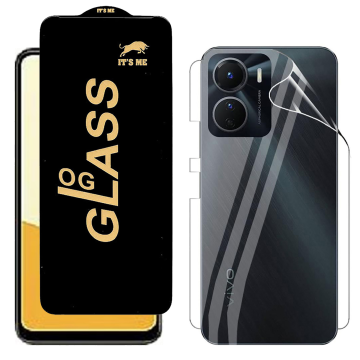 Vivo Y16 Protection Pack: OG Glass + Clear Back Jelly Film - Image 2