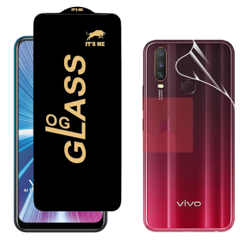 Vivo Y17 Protection Pack: OG Glass + Clear Back Jelly Film - Image 2