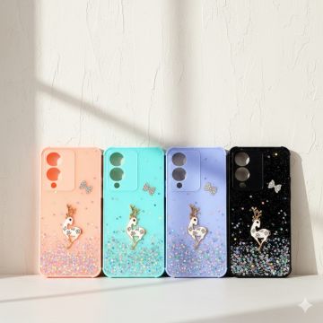 Vivo Y17s Back Cover Stylish Glitter Flower Fancy Case For Y17s