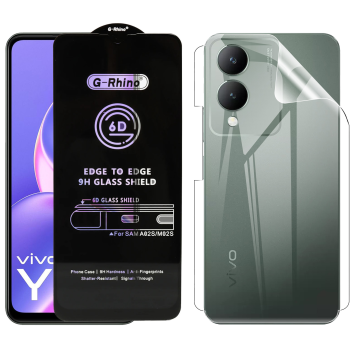 Vivo Y17s Protection Pack: OG Glass + Clear Back Jelly Film - Image 2