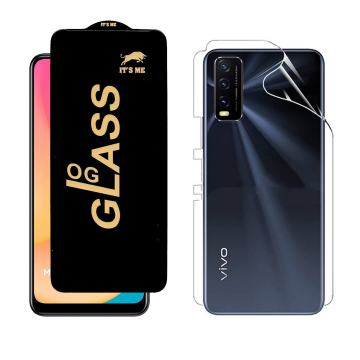 Vivo Y20 Protection Pack: OG Glass + Clear Back Jelly Film - Image 2