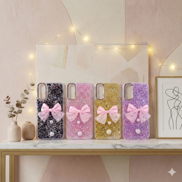 Vivo Y20A Radiant Ribbon Glitter Bow Mobile Cover - Image 2
