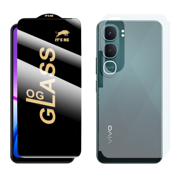 Vivo Y21D Combo: HD Glass Screen Protector + Carbon Back Skin - Image 2