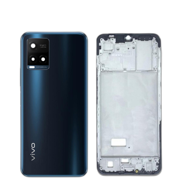 Vivo Y21s Housing Middle Frame With Side Button and Camera Lens Complete Body Casing Replacement For Y21s - Blue - Image 2