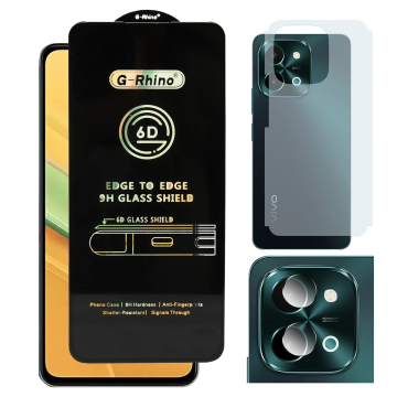 Vivo Y28 3-in-1 Kit: OG Glass + Carbon Back Camera Protector - Image 2