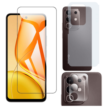 Vivo Y29 Glass Protector Polish Screen Tempered + Back Carbon Fiber Matte Soft Skin Sheet Rear Camera 9H Gorilla Flexible Protectior - Image 2