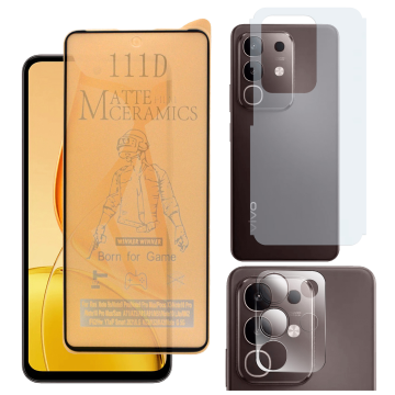 Vivo Y29 Matte Glass Protector Ceramic + Back Carbon Fiber Soft Skin Sheet Rear Camera 9H Gorilla Flexible Protectior - Image 2