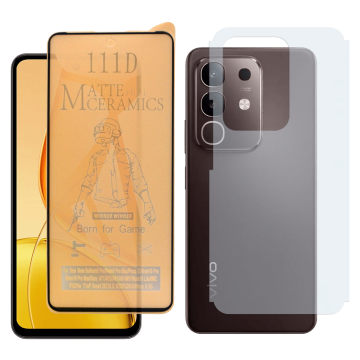 Vivo Y29 Matte Glass Protector Ceramic + Back Carbon Fiber Soft Skin Sheet - Image 2