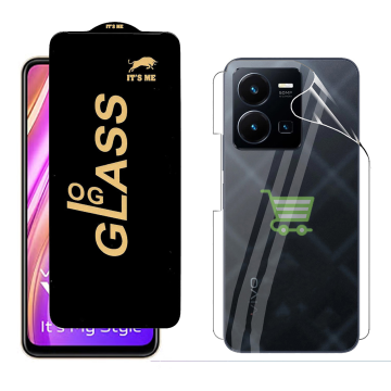 Vivo Y35 Protection Pack: OG Glass + Clear Back Jelly Film - Image 2