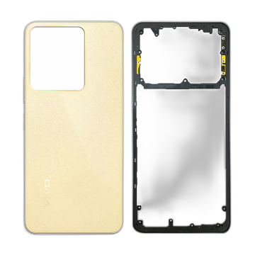 Vivo Y36 Housing Middle Frame With Side Button and Replacement Battery Back Door For Y36 - Golden - Image 2