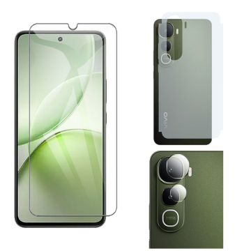 Vivo Y400 Glass Protector Polish Screen Tempered + Back Carbon Fiber Matte Soft Skin Sheet Rear Camera 9H Gorilla Flexible - Image 2
