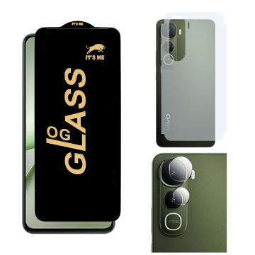 Vivo Y400 OG Glass Protector HD Plus Premium Quality + Back Carbon Fiber Matte Soft Skin Sheet Rear Camera 9H Gorilla Flexible - Image 2