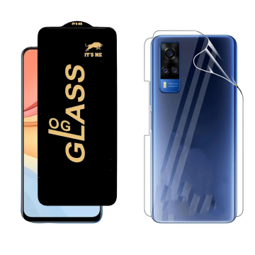 Vivo Y53s Protection Pack: OG Glass + Clear Back Jelly Film - Image 2