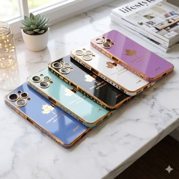 Xiaomi Redmi 12 4G Back Cover Soft Multi Golden Border Camera Protection Cover For Xiaomi Redmi 12 4G - Image 2